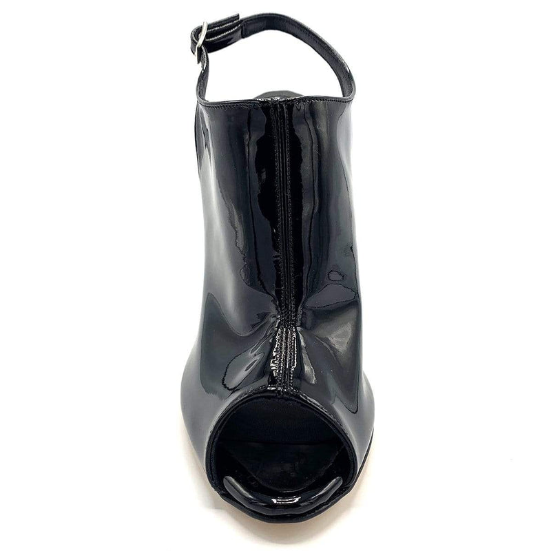 "Elle", Patent black, Handmade heeled sandal