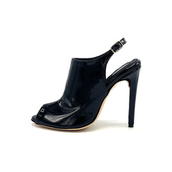 "Elle", Patent black, Handmade heeled sandal