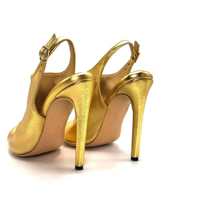 “Elle”，金色，手工高跟凉鞋