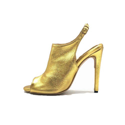 “Elle”，金色，手工高跟凉鞋