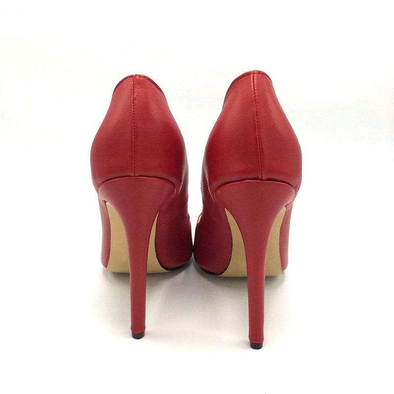 "Maria", Red pump with high heel, handmade
