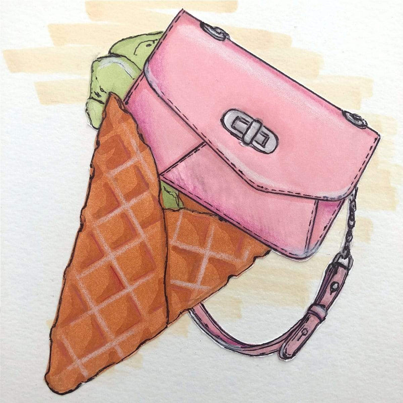 "Nano Letter Bag", Strawberry Melba, Handmade Crossbody Bag