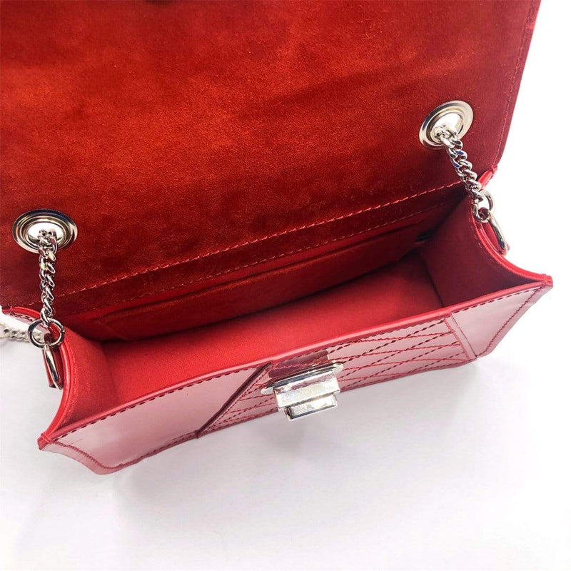 "Nano Letter Bag", Patent red, Handmade shoulder bag